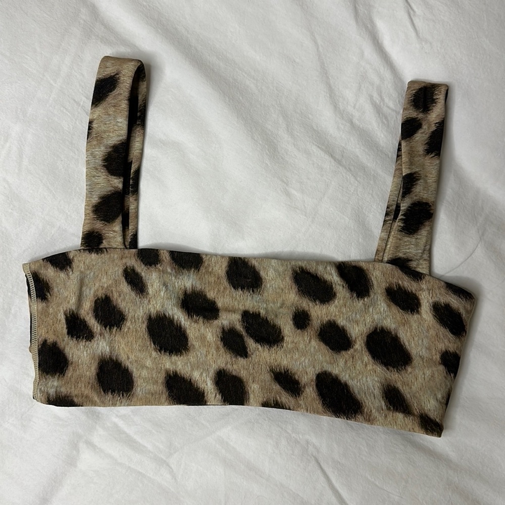WeWoreWhat Animal Print Crop Top - Brown and Black